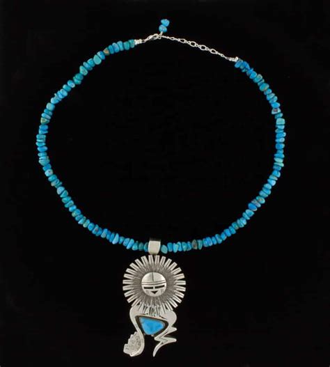 Navajo Sun Face Pin Pendant On Turquoise Nugget Necklace Nl1021