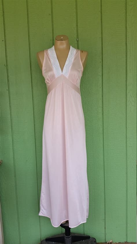 Vintage 1980 S Lingerie Nightgown Pink With Quilted Etsy