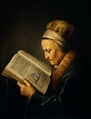 Velha senhora lendo, (Retrato da Mãe de Rembrandt), 1630 Gerard Dou ...