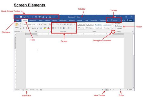 Microsoft Word Screen Elements