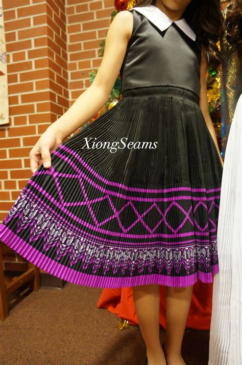Creating a girls dress by attaching a top to a Hmong skirt. | Hmong ...