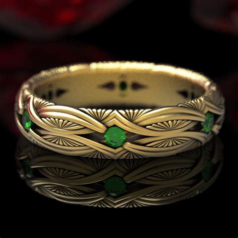 Gold Emerald Celtic Eternity Band Celtic Wedding Ring Gold Or