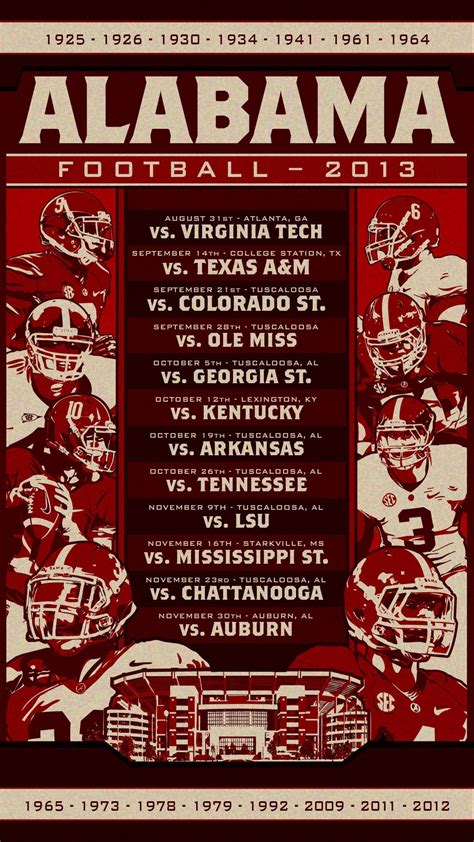 University Of Alabama Crimson Tide Football Schedule 2013 Design By