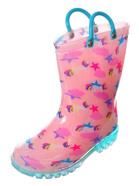 Lilly Lilly Girls Light Up Rubber Rain Boots Sizes 5 12 Pink