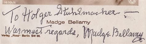 Bellamy Madge Signed 35 X 55 Vintage German Post Card White
