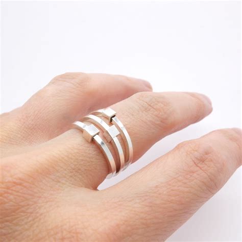 Set Of Three Simple Silver Stacking Rings Minimalist Silver Etsy