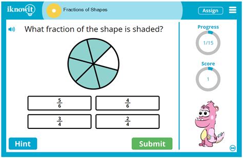 Fractions Of Shapes Math Practice