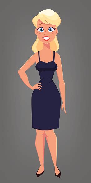 Beautiful Blonde Woman With Big Blue Eyes Cute Cartoon