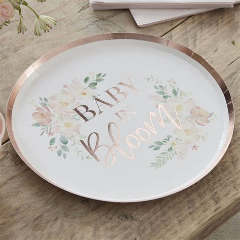 Floral Baby In Bloom Baby Shower Plate By Ginger Ray