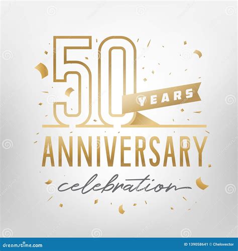 50th Anniversary Celebration Golden Template Vector Illustration