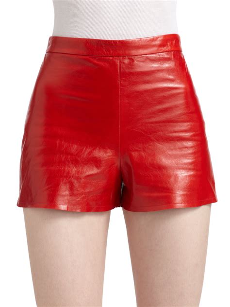 Alice Olivia Leather Shorts In Red Lyst