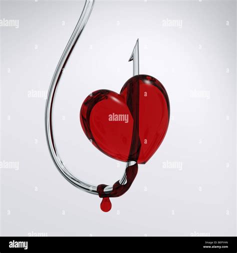 Bloody Heart Hook Love Pain Victim Catching Hi Res Stock Photography