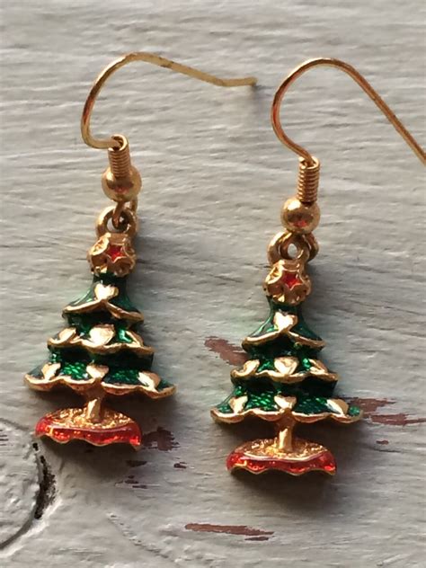 Christmas Tree Earrings Christmas Earrings Festive Earrings