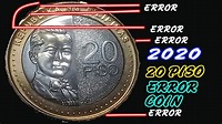 2020 20 Pesos Error Edge inscription of BSP Big Lettering Edge III 20 ...