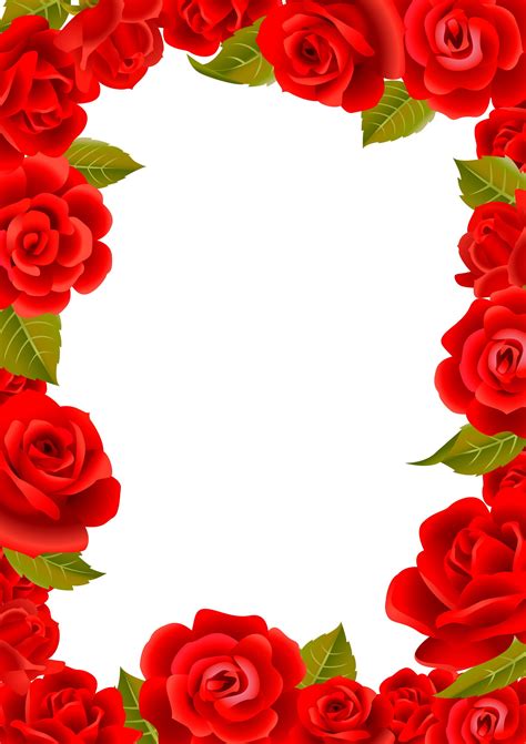 Free Psd Frame With Red Roses — Милые Картинки