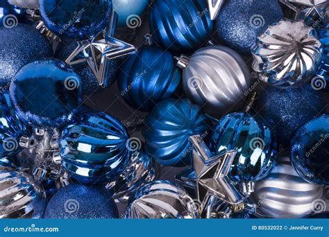 Blue And Silver Ornaments Stock Photo Image Of Home 80532022