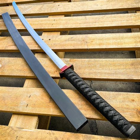 Deadpool Samurai Twin Katana Set Carbon Steel Swords Red Tsuba Dual W