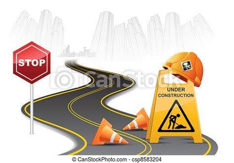 Eps Vector Of Under Construction On Road Illustration Of Under