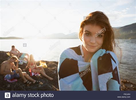 Portrait Woman Wrapped Towel Lake Hi Res Stock Photography And Images Alamy