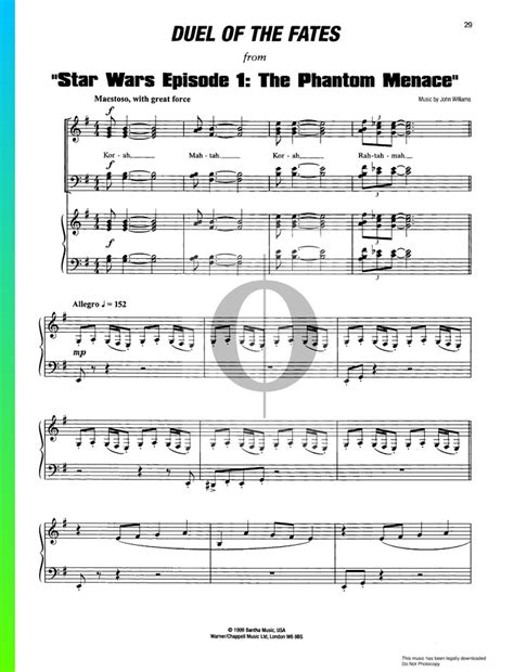 Duel Of The Fates Sheet Music From Star Wars Episode I The Phantom