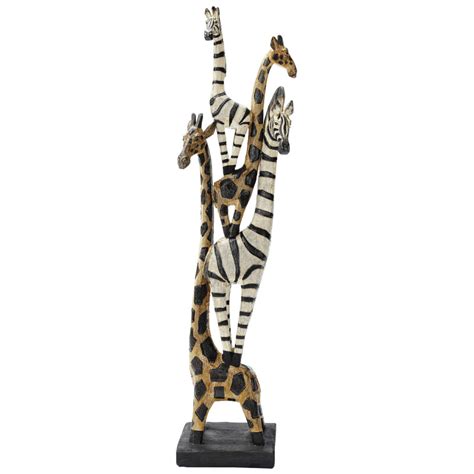 Design Toscano Zebra And Giraffe Menagerie African Totem Figurine