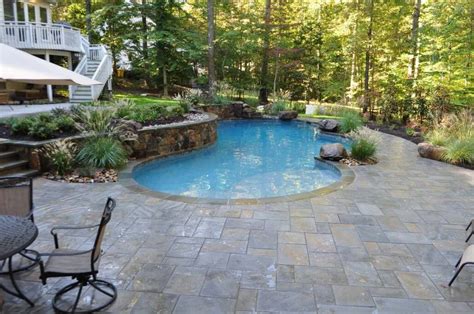 Custom Freeform Pool With Natural Stone Pool Decking Annapolis Md