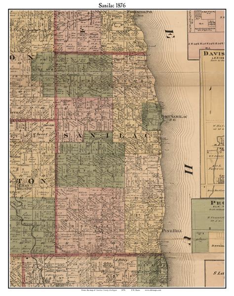 Sanilac Michigan 1876 Old Town Map Custom Print Sanilac Co Old Maps