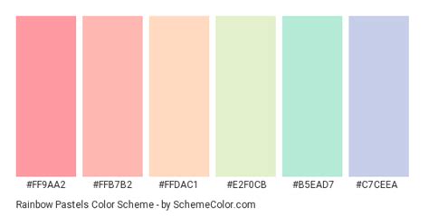 Download Rainbow Pastels Color Scheme Consisting Of Ff9aa2 Ffb7b2 Ffdac1  Pastel Colour