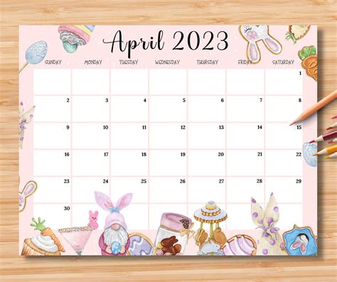 April 2023 Calendar Instant Download Monthly Planner Digital