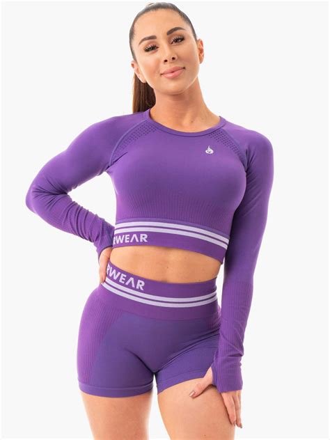 Freestyle Seamless Long Sleeve Crop Purple Ryderwear