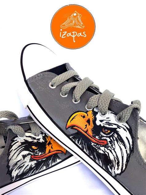 Eagle Painted Personalized Sneakers Bird Canvas Shoes Custom Etsy
