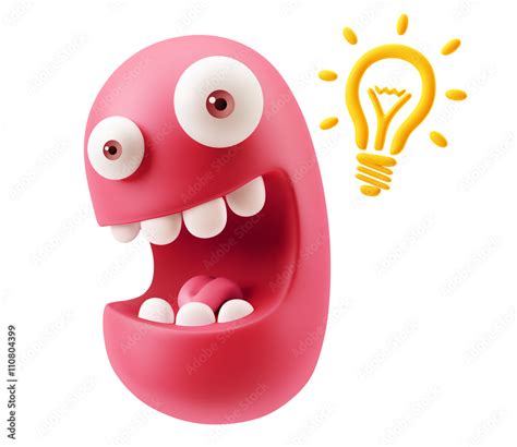 Light Bulb Idea Emoji Cartoon 3d Rendering Stock Illustration Adobe