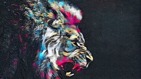 Colorful Lion Abstract Art X Download HD Wallpaper WallpaperTip