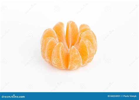 Peeled Orange Slices Mandarin Isolated On White Background Stock Image