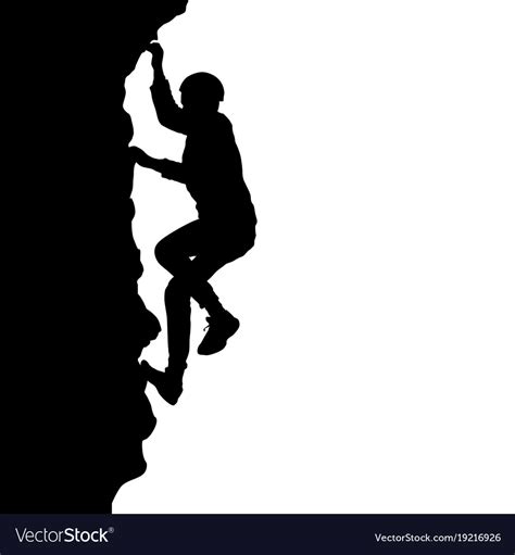Black Silhouette Rock Climber On White Background Vector Image