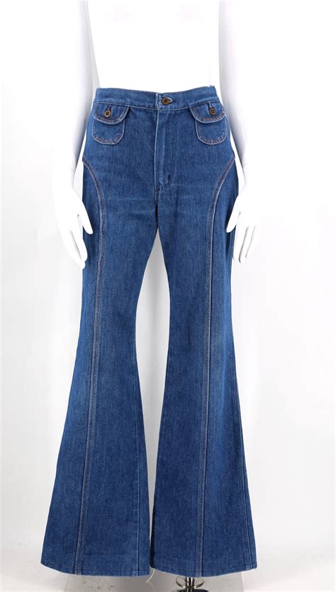 70s Wrangler Denim Bell Bottoms Jeans Vintage 1970s Horseshoe
