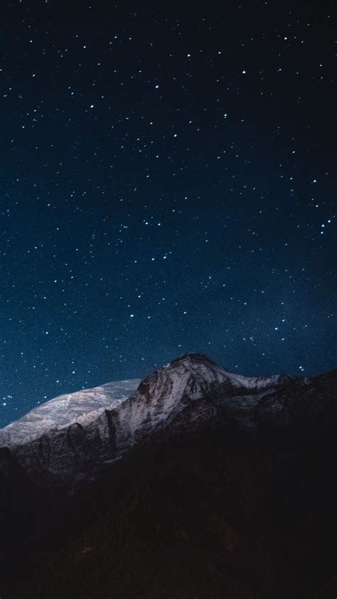 Download Wallpaper 938x1668 Starry Sky Mountains Night Iphone 876s