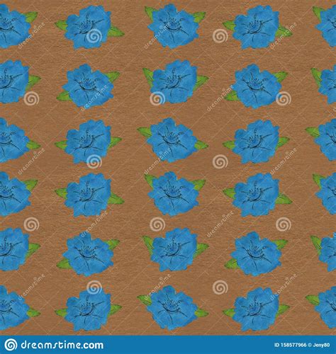 Seamless Pattern Blue Flowers Texture Kraft Background Wallpaper Pack