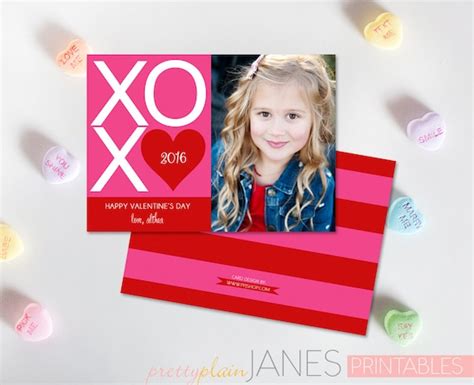 Xoxo Valentine Photo Card Printable Custom Valentine Digital