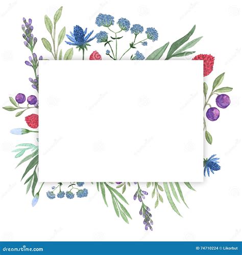 Watercolor Illustration Floral Frame Stock Illustration Illustration