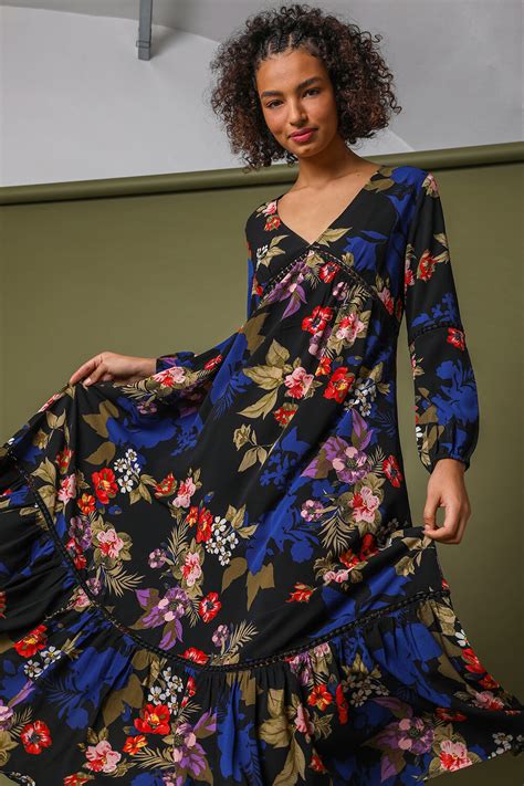 Multi Floral Empire Line Maxi Dress Roman Uk