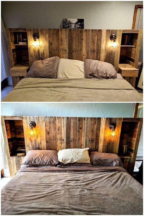 Awesome Pallet Furniture Bedroom Headboard Rustic Diy Pallet Wood