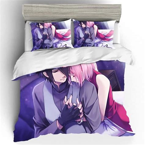 Vibrant Sasuke And Sakura Couple Fan Art Bedding Set Saiyan Stuff
