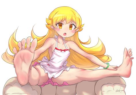 dynamite tomokazu oshino shinobu kizumonogatari monogatari series 1girl o barefoot