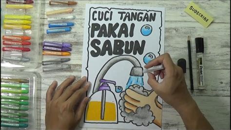 Cara Menggambar Poster Cuci Tangan Dengan Sabun Yang Mudah Mewarnai