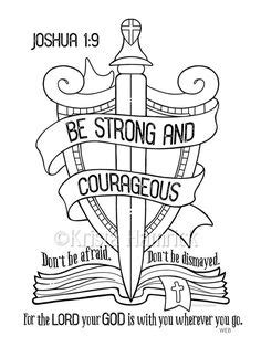 Be Strong And Courageous, Joshua 1:9 Free Kid's Coloring Page. | Sunday school coloring pages