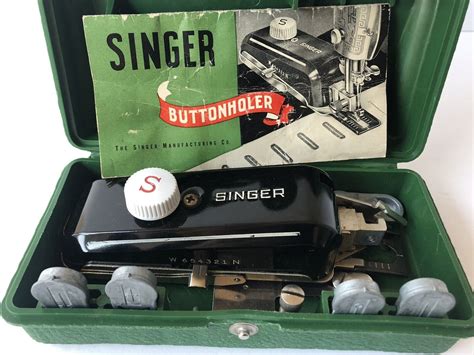 Vintage Singer Buttonholer Attachment Complete With Case