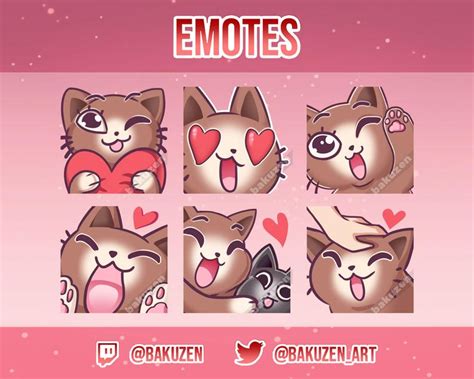 Brown Cat Emote Pack For Twitch Discord Love Set Etsy Abraço De Gato