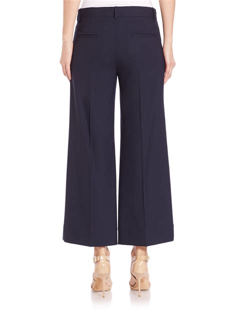 Theory Wool Livdale Contour Wide Leg Cropped Pants In Blue Lyst