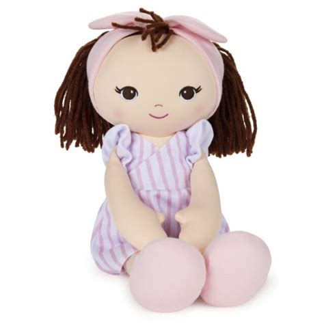 Gund Baby Toddler Doll Plush Brunette Pink Striped Dress 8 Ebay